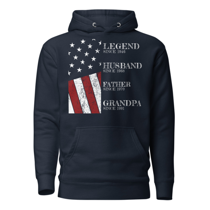 Legend, Husband, Father, Grandpa Patriotic Hoodie
