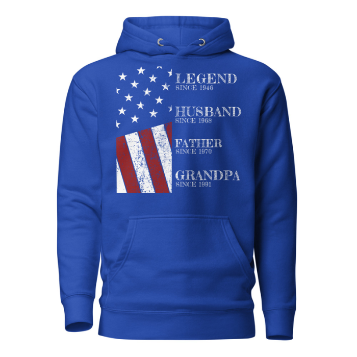 Legend, Husband, Father, Grandpa Patriotic Hoodie