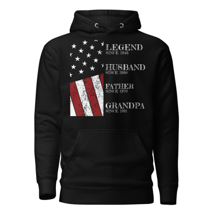 Legend, Husband, Father, Grandpa Patriotic Hoodie