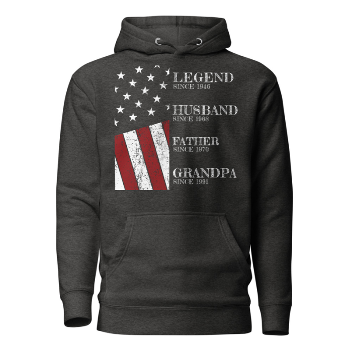 Legend, Husband, Father, Grandpa Patriotic Hoodie